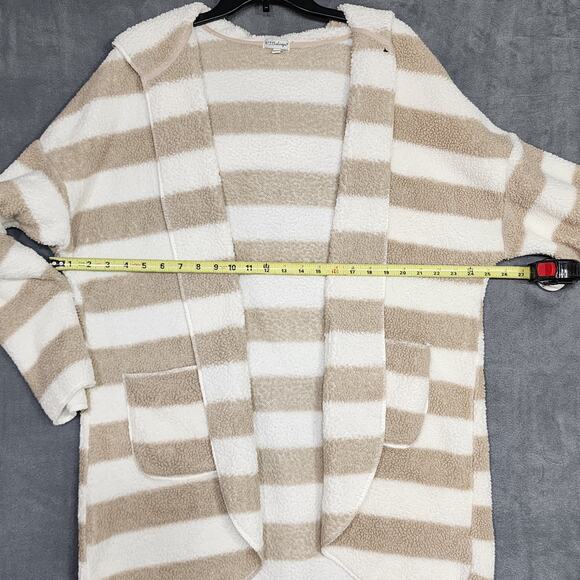 P.J. Salvage Sherpa Hooded Lounging Jacket Duster Cardigan Plush Striped XL - Picture 8 of 8